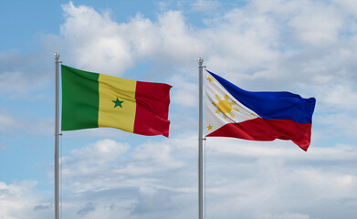 Philippines and Senegal flags, country relationship concept