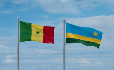 Rwanda and Senegal flags, country relationship concept