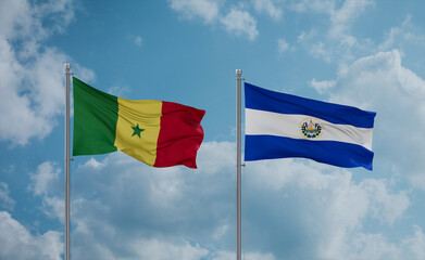 Salvador and Senegal flags, country relationship concept