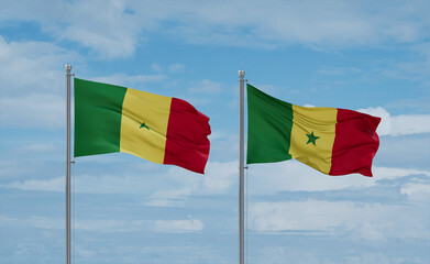 Two Senegal flags, country relationship concept