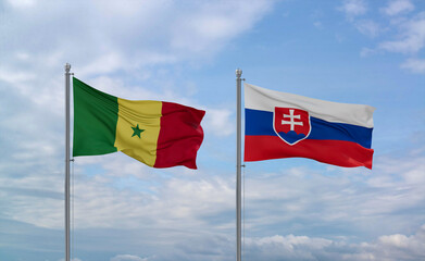 Slovakia and Senegal flags, country relationship concept