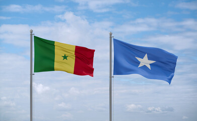 Somalia and Senegal flags, country relationship concept