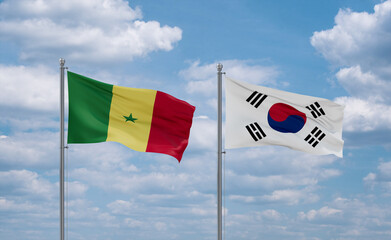 South Korea and Senegal flags, country relationship concept