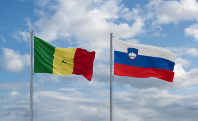 Slovenia and Senegal flags, country relationship concept