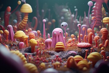 Colorful image of bacteria - obrazy, fototapety, plakaty