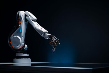 A robotic arm creating art, highlighting the intersection of technology and creativity, love and creativity with copy space