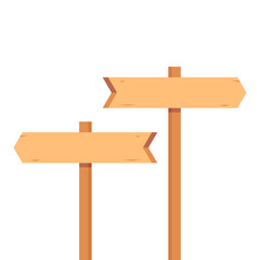 Wooden signpost vector. Wooden signpost icon. Colored silhouette. Vertical view. Vector flat simple graphic illustration.