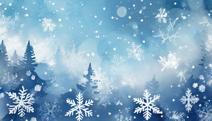 Obraz na płótnie Canvas winter background with snowflakes blue and white colors
