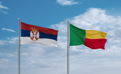 Benin and Serbia flags, country relationship concept