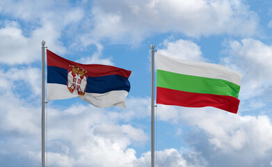 Bulgaria and Serbia flags, country relationship concept