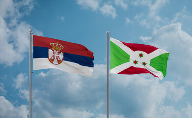 Burundi and Serbia flags, country relationship concept