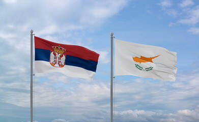 Cyprus and Serbia flags, country relationship concept