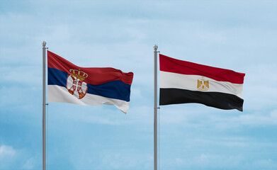 Egypt and Serbia flags, country relationship concept