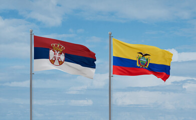 Ecuador and Serbia flags, country relationship concept