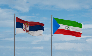 Equatorial Guinea and Serbia flags, country relationship concept