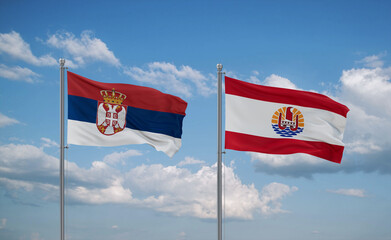 Serbia and French Polynesia flags, country relationship concept