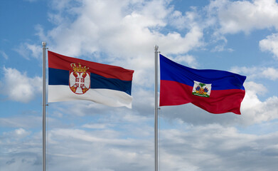 Haiti and Serbia flags, country relationship concept