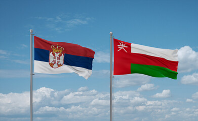 Oman and Serbia flags, country relationship concept