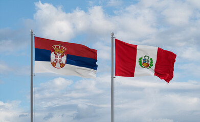 Peru and Serbia flags, country relationship concept