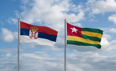 Togo and Serbia flags, country relationship concept