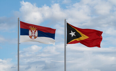 East Timor and Serbia flags, country relationship concept