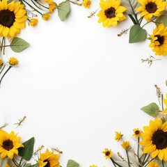 Elegant Sunflower Frame Simple White Canvas