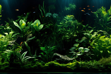 Obraz na płótnie Canvas lush verdant planted tank aquarium tropical photography