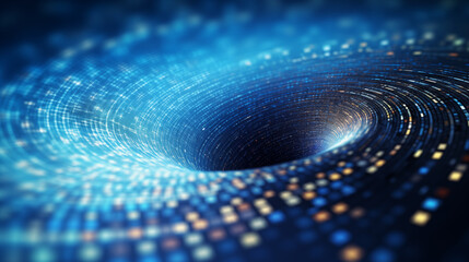 A swirling vortex of binary numbers representing data processing, Machine learning background, blurred background, with copy space