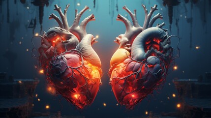 a couple heart hybrid  - obrazy, fototapety, plakaty