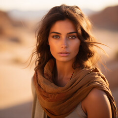 Stunning Portrait of a Beautiful Woman in Desert Landscape
