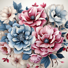 Pastel Flowers: A 3D Rendering of a Floral Arrangement,abstract floral background