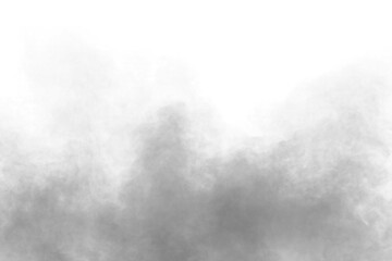 White fog or smoke on white copy space background. Beautiful swirling gray smoke - obrazy, fototapety, plakaty