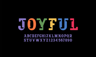 Slab serif font rounded bright alphabet, cutting block letters from A - Z and numbers from 0 - 9, vector illustration 10EPS