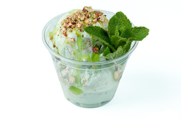 ice cream with pistachios on a white background for food delivery site 1
