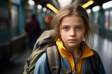 a teenage girl ran away from home and now stands at a railway station in confusion,