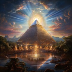 An encyclopedia pyramid of ancient egyptian civilization Ai generated art - obrazy, fototapety, plakaty