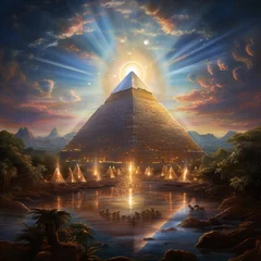 Foto op Canvas An encyclopedia pyramid of ancient egyptian civilization Ai generated art © Biplob