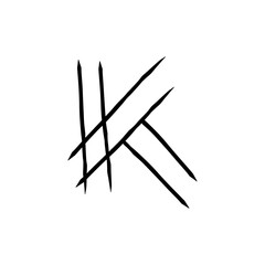 Hand drawn k letter font style for decorative, poster, logo.