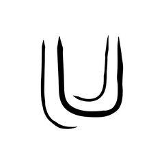 Hand drawn u letter font style for decorative, poster, logo.