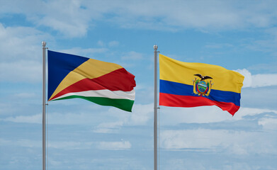 Ecuador and Seychelles flags, country relationship concept