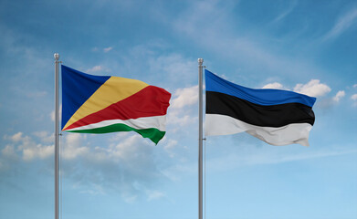 Estonia and Seychelles flags, country relationship concept