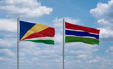 Gambia and Seychelles flags, country relationship concept
