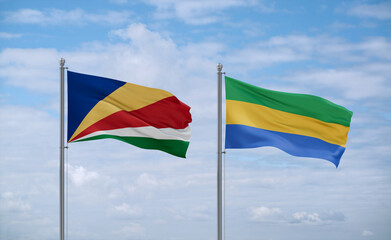 Gabon and Seychelles flags, country relationship concept
