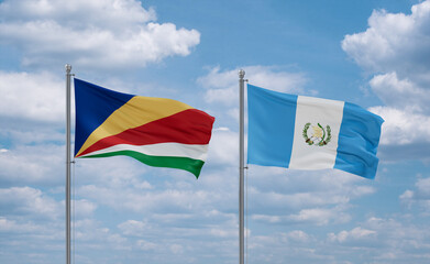 Guatemala and Seychelles flags, country relationship concept