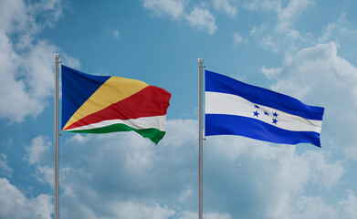 Honduras and Seychelles flags, country relationship concept
