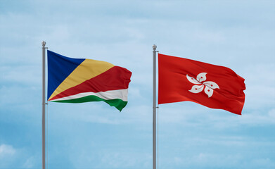 Hong Kong and Seychelles flags, country relationship concept