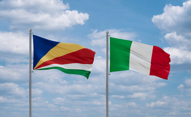 Italy and Seychelles flags, country relationship concept