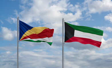 Kuwait and Seychelles flags, country relationship concept