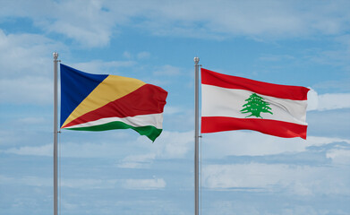 Lebanon and Seychelles flags, country relationship concept