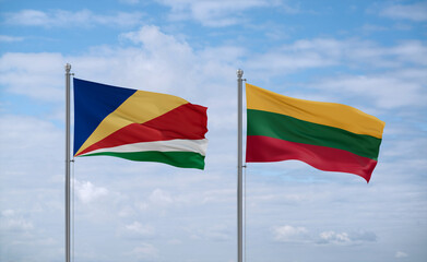 Lithuania and Seychelles flags, country relationship concept